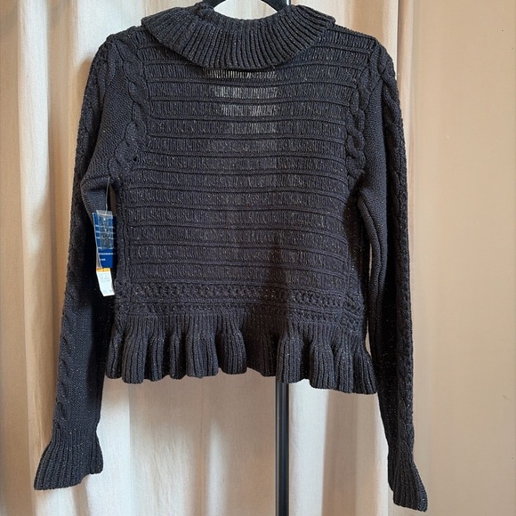 Anne Klein Black Ruffled Cardigan - Picture 2 of 5